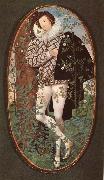 Nicholas Hilliard An unknown Youth Leaning against a tree among roses oil painting picture wholesale